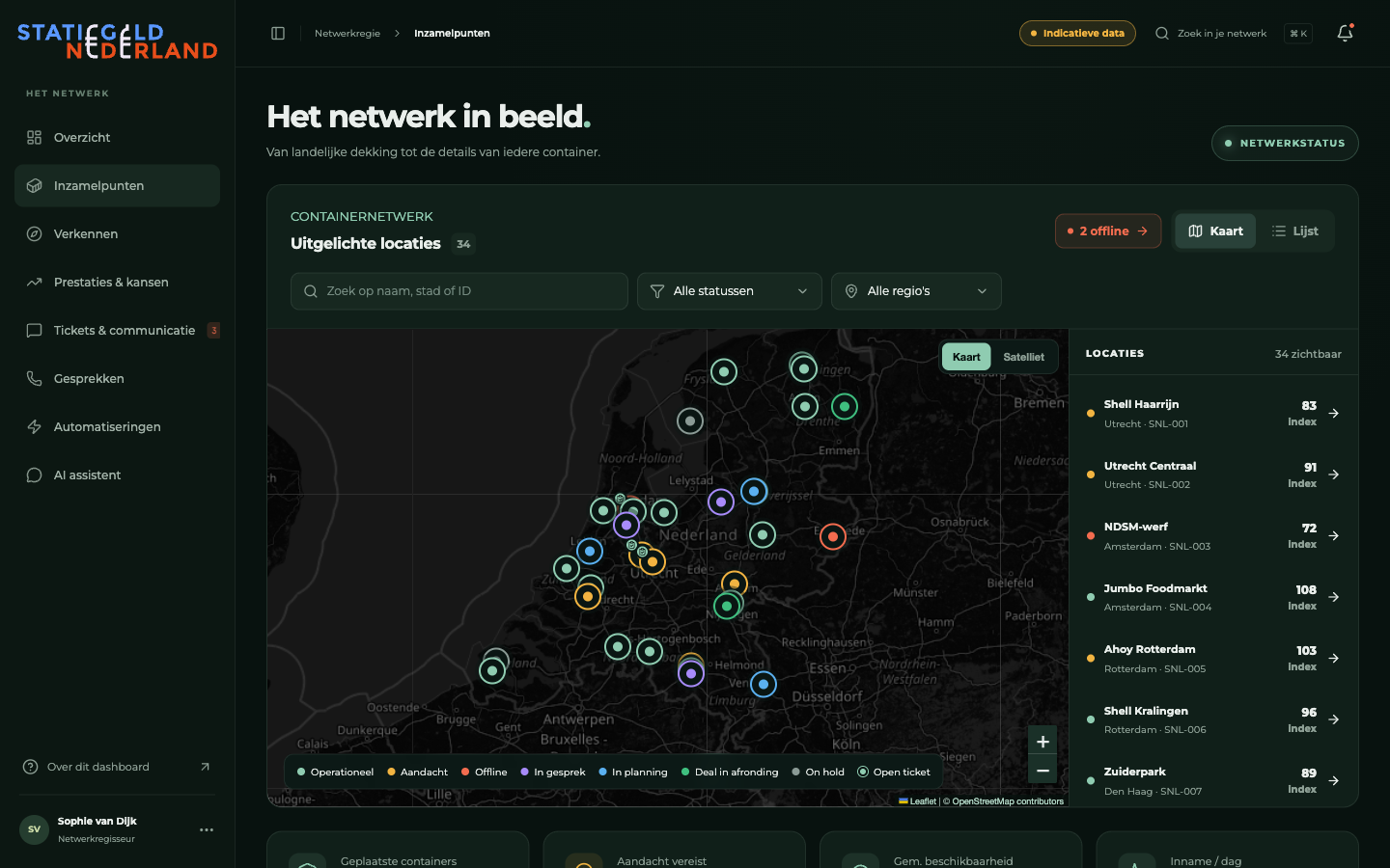 De kaart met alle inzamelpunten